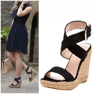 Stuart Weitzman Black Alex Wedge Sandal